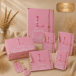 Kit Maternidade Personalizado Floral Clean 6 Peças  | Caderneta de Vacina, Livro do Bebê, Pasta, Porta Documentos, Caderno de mensagens e Caixa de Memórias.