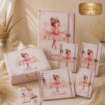 Kit Maternidade Personalizado Bailarina 6 Peças  | Caderneta de Vacina, Livro do Bebê, Pasta, Porta Documentos, Caderno de mensagens e Caixa de Memórias.