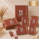 Kit Maternidade Personalizado Rosé Toscano 6 Peças  | Caderneta de Vacina, Livro do Bebê, Pasta, Porta Documentos, Caderno de mensagens e Caixa de Memórias.