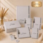 Kit Maternidade Personalizado Cinza Nobre 6 Peças  | Caderneta de Vacina, Livro do Bebê, Pasta, Porta Documentos, Caderno de mensagens e Caixa de Memórias.