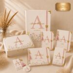 Kit Maternidade Personalizado Jardim de Pêssego 6 Peças  | Caderneta de Vacina, Livro do Bebê, Pasta, Porta Documentos, Caderno de mensagens e Caixa de Memórias.