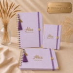 Kit Linho Lavanda Primeiros Registro| Caderneta de Vacina,Livro do Bebê e Porta Documentos.