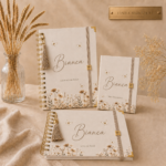 Kit Jardim de Pétalas Bege Primeiros Registro| Caderneta de Vacina,Livro do Bebê e Porta Documentos.